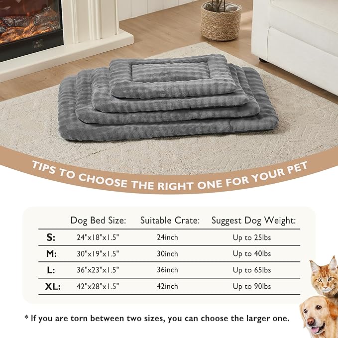 Yaning Pet Bed Mat Crate Pad for Cats Small Dogs, Washable Soft Pet Sleeping Mat Kennel Pad with 3D Bubble Pattern, Grey, 24"x 18"