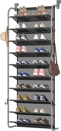 MUOU 10 Tier Shoe rack Hanging Shoe Storage the door shoe rack for Closet Pantry Over The Door Shoe Organizer Wall Floating Shelves (Gray, 10 Tier)