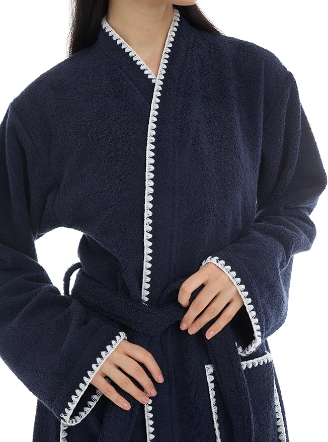 Seritaine Robes for Women, 100% Turkish Cotton Womens Robe, Luxury, Terry Cloth Long Spa Bathrobe