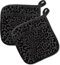 2 Pack Pot Holders for Kitchen Clearance, Cute Hot Pads, Funny Oven Pot Holders, Potholders Sets for Kitchen Heat Resistant Luxury Black Leopard