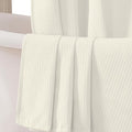 OVZME Cream Shower Curtain Set, Waffle Textured Heavy Duty Fabric Shower Curtain for Bathroom, Luxury Hotel Weighted 230GSM Bath Curtain with 12 Plastic Hooks, Machine Washable, 72x72
