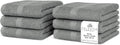 Villa Celestia 100% Cotton Wash Cloth for face & Body Set of 6, (12 x 12 inches) Sustainable, Soft, Highly Absorbent, Combed Cotton Wash Cloths Pack of 6 for Hotels, Spa, Bathroom, Dorm, Grey