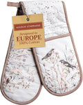 Maison d' Hermine Double Oven Mitts 100% Cotton 7"x35" Double Oven Mitt Heat Resistant BBQ Cooking Gloves with Loop, Baking, Grilling, Kitchen, Handling Hot Pans Spring Summer (Meadow Florals - Brown)