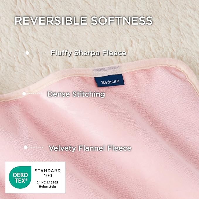 Bedsure Waterproof Blanket for Bed - Sherpa Fleece Waterproof Dog Blankets for Large Dogs, Pet Blankets for Bed/Couch/Dog Crate, Soft Plush Reversible Furniture Protector, King Size, 108"x86", Pink