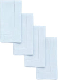 Solino Home Light Blue Linen Napkins Set of 4-100% Pure Linen Hemstitch Dinner Napkins 20 x 20 Inch for Winter, Spring, Easter - Classic Hemstitch