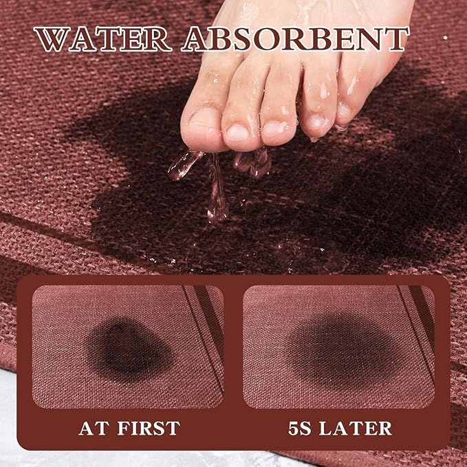 chakme Bathroom Rugs Mat 24x17, Ultra Thin Non Slip Bath Mat Small Quick Dry Absorbent Bath Mat for Bathroom, (Dark Pink, 24"x17")