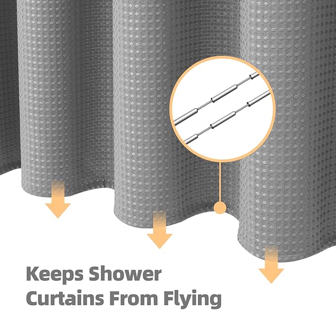 LaCyan 3-in-1 Waterproof Waffle Weave Shower Curtain Set 72x72, 258GSM Heavy Duty Fabric with Clear PEVA Liner (3 Magnets) & 12 Stainless Steel Double Hooks, Hotel Style Bathroom Upgrad