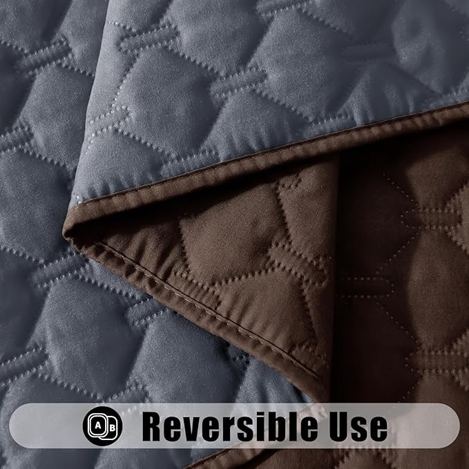 Smiry Waterproof Dog Bed Cover Blanket, Soft Reversible Pet Blanket, Washable Leakproof Cats Dogs Couch Cover for Sofa, Couch, Furniture, Plaid (30x70 Inch, Chocolate/Dark Grey)