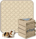 FunFurry Washable Guinea Pig Cage Liner - 4 Pack Reusable Washable Pee Pads，Waterproof Guinea Pig Bedding for Small Animal - Rabbit Bunny Hamster Puppy (Cream, 12" X 12" - 4 Pack)