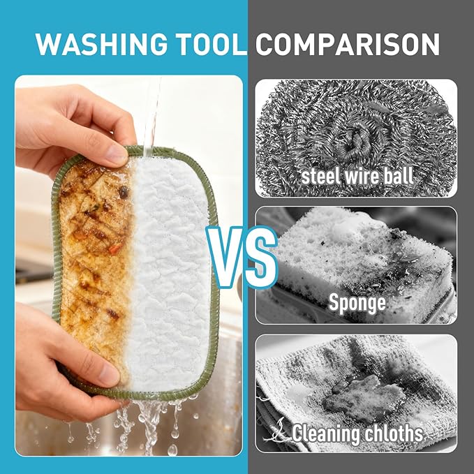 XHWXYQ 2025 New Upgrade Non Scratch Wire Dishcloth, Multipurpose Wire Dishwashing Rags for Kitchen, Wet and Dry, Sinks, Cookware, Stove, Easy Rinsing, Reusable (10PCS, Small)