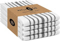 Native Fab 4 Pack Black Kitchen Towels Scandia Stripe 16"x26" - Cotton Dish Cloth, Super Absorbent Dish Towels, Multi Purpose Quick Dry Kitchen Washcloths with Loop, Black White