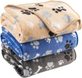 AIWEK Dog Blanket Paw Bone Pattern 1 Pack 3 Colorful 60"*50" Super Soft Warm Flannel Sofa Cover Car Bed Protector, Urine Proof Washable Outdoor Pet Blanket for Puppy Large Dogs & Cats