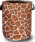 Giraffe Texture Laundry Basket With Handles Oxford Cloth Tote Bag Animals Laundry Hamper 18.9"x16.5" Foldable Clothes Storage Bucket Toy Organizer For Bathroom/Laundry/Bedroom