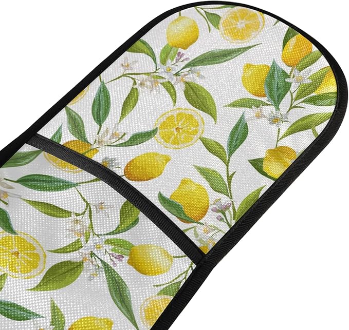 Long Double Oven Mitt for Baking Heat Resistant Quilted Double Oven Glove (Lemon)