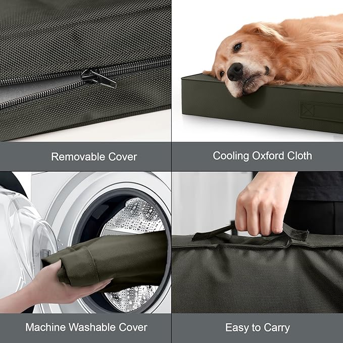 Tail Stories Outdoor Dog Bed Waterproof, Outside Orthopedic Dog Bed for Medium Dogs & Puppies, Egg Crate Foam Pet Mat with Removable Washable Oxford Cover, 30x20 Inch, Brown