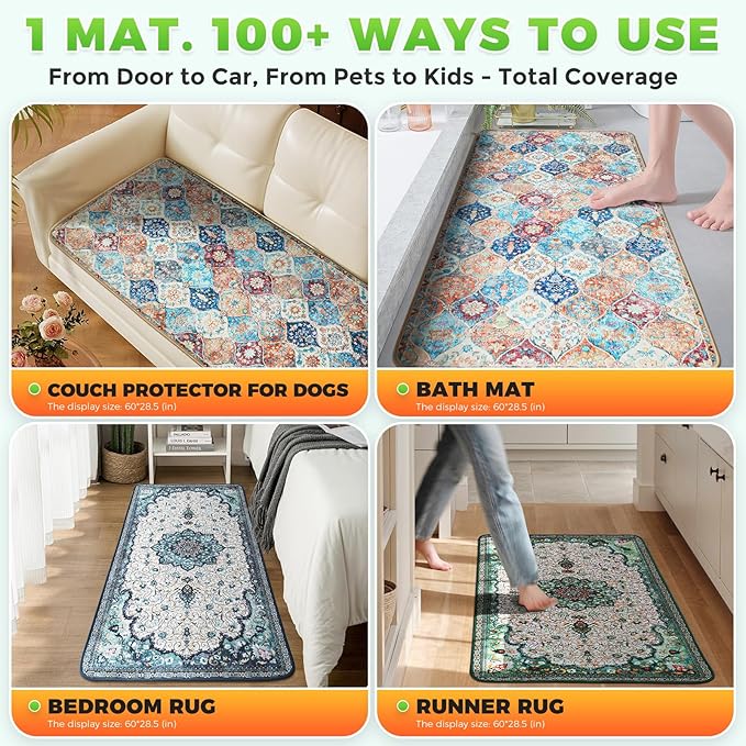 Hompet 2 Pack Waterproof & Absorbent Dog Car Seat Cover Mat, Fits Most Dog Car Hammocks, Washable Reusable Backseat Protector Pad, Quick Dry Leak-Proof Non-Slip Pet Travel Mat for Cars, 28.5"x60"