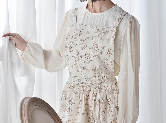 Japanese apron Women-Cross Back Apron for Women with Pockets, Pinafore Aprons, Womens Cotton Linen Apron