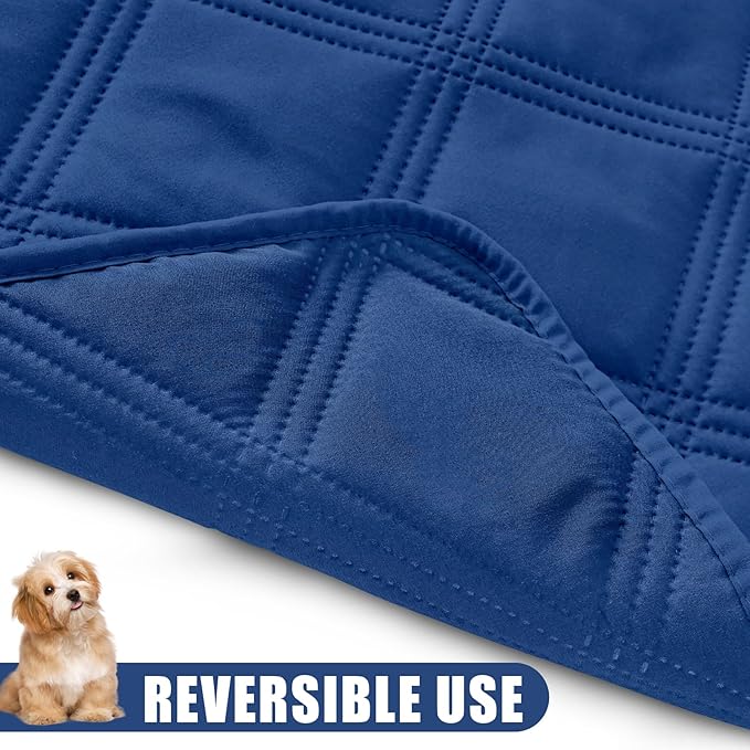 Smiry Waterproof Dog Bed Cover Blanket 30x53, Soft Reversible Pet Blanket, Washable Leakproof Cats Dogs Couch Cover for Sofa, Couch, Furniture, Lattice, Navy/Navy
