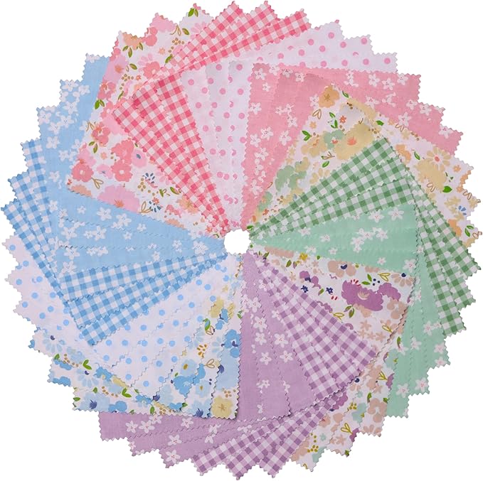 Hanjunzhao 42 5-inch Fabric Squares - Charm Packs for Quilting 5 inch - 5" Charm Quilt Squares - 5x5 Fabric Squares for Quilting, Sewing, Patchwork, and DIY Crafts, Sweet Garden