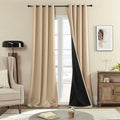 Rutterllow 100% Blackout Curtains, Full Shade Long Complete Drapes for Living Room, Thermal Insulated Bedroom Window Treatment Drapes (2 Panels,Khaki, 52 x 90 inch)