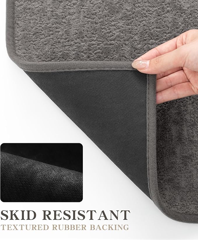 chakme Bathroom Rugs Mat 59x24, Ultra Thin Non Slip Bath Mat Quick Dry Absorbent Bath Mat for Bathroom Floor, (Dark Grey, 59"x24")