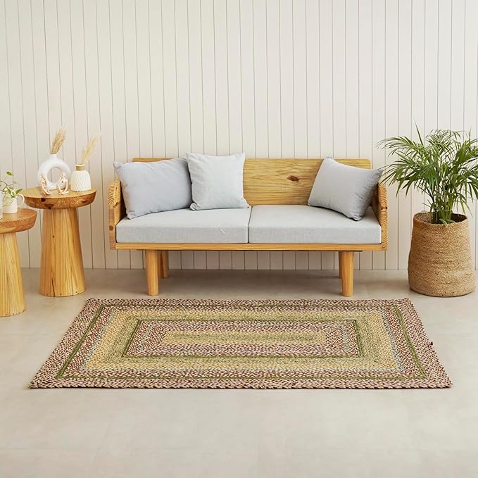 Traditional Jute Braided Runner Rug, Rustic Primitive Country Décor for Kitchen, Entryway, Hallway, Autumn, 2'6"X8'