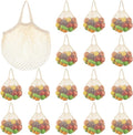SATINIOR 8/16 Pcs Large Cotton Mesh Grocery Bags 16x16x12 Inch Reusable Cotton String Shopping Bag Beige Produce Container