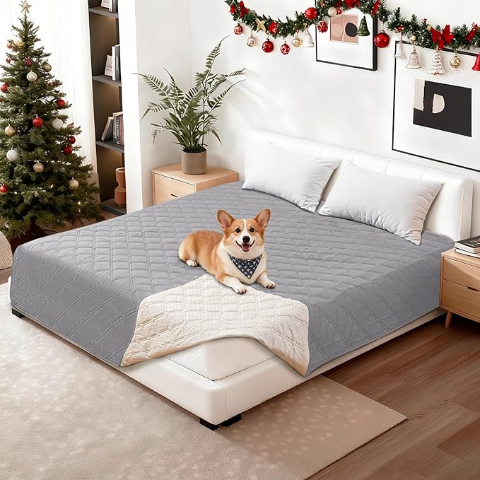 CYCMACO Waterproof Dog Bed Cover Pet Blanket, Soft Couch Cover for Dogs Washable, Non-Slip Dog Blanket Protect Furniture Couch Sofa Car for Puppy Large Dogs Cat (30x53 Inch, Light Grey)
