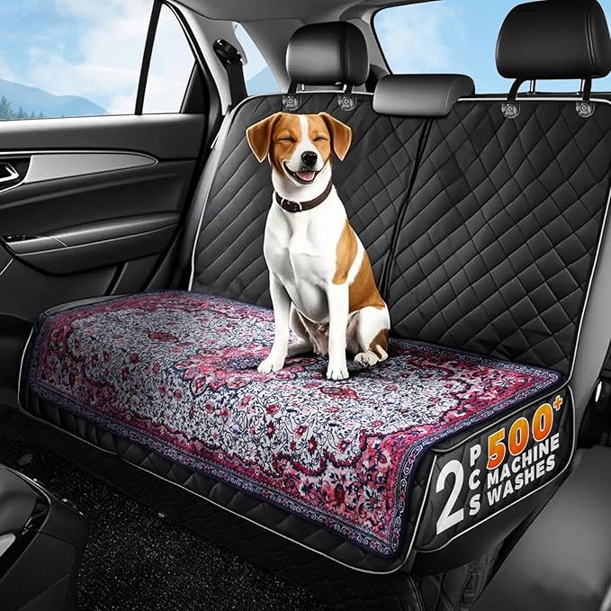 Hompet 2 Pack Waterproof & Absorbent Dog Car Seat Cover Mat, Fits Most Dog Car Hammocks, Washable Reusable Backseat Protector Pad, Quick Dry Leak-Proof Non-Slip Pet Travel Mat for Cars, 28.5"x60"