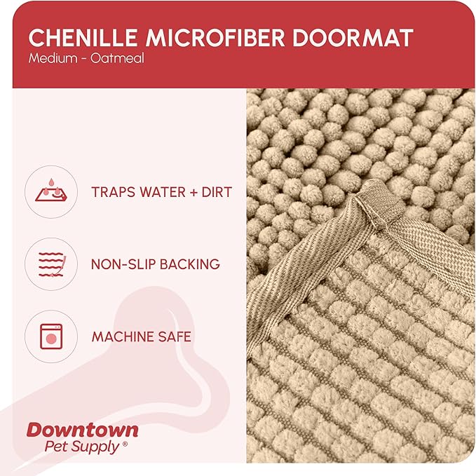 My Doggy Place Dog Mud Mat, 31" x 20" Oatmeal – Thick Microfiber Entry Rug for Snow, Mud & Salt – Absorbent, Quick-Dry, Washer-Safe & Non-Slip, Medium