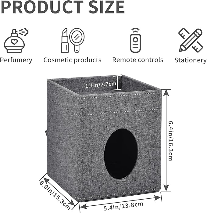 XNONE Tissue Box Cover with Storage Tray Square Tissue Box Holder PU Leather Facial Tissues Organizer Tray for Bathroom Vanity Bedroom Office Car,Stylish Napkin Caddy Decorative Organizer (Grey)