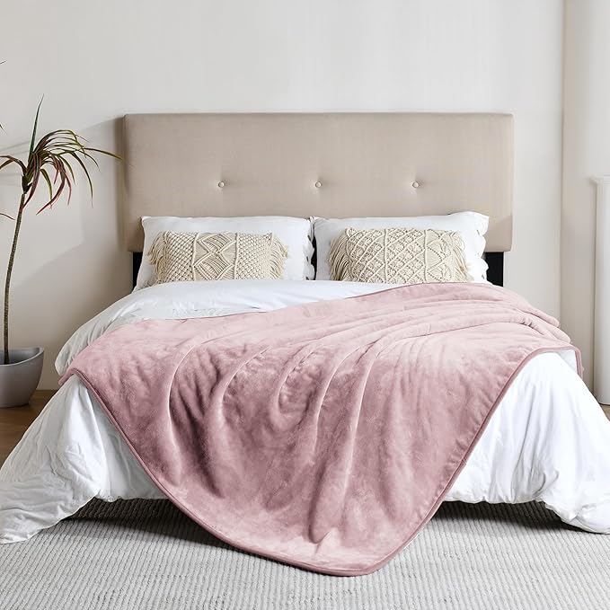 Yaning Waterproof Blanket for Bed Couch Sofa, Soft Liquid Pee Proof Pet Blanket for Dog Puppy Cat, Reversible Sherpa Fleece Furniture Protector (Dusty Pink, 50x60 inches)