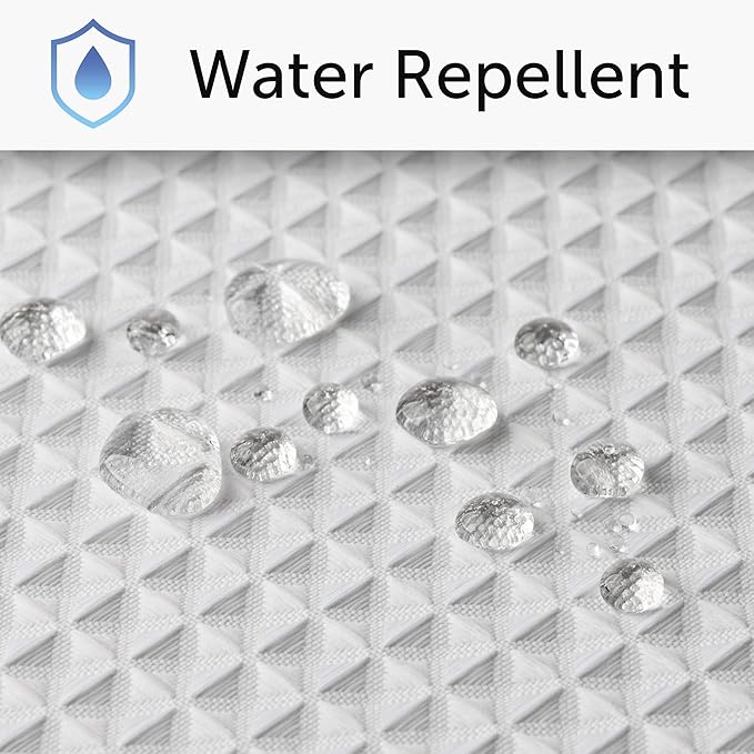 Creative Scents Fabric White Shower Curtain for Bathroom - Spa, Hotel Luxury Matt Waffle Weave Square Design, Water Repellent, 230 GSM Weighty Cloth, 60" x 72" for Decorative Bathroom Curtains