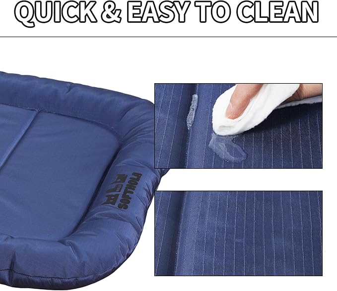Warfort Durable Outdoor Dog Bed with Pillow Around Curling Sleep Fully Waterproof Indoor Cat Bed Crate Mat Stable Kennel Pad, for Pets (Blue, Small(23x18in))