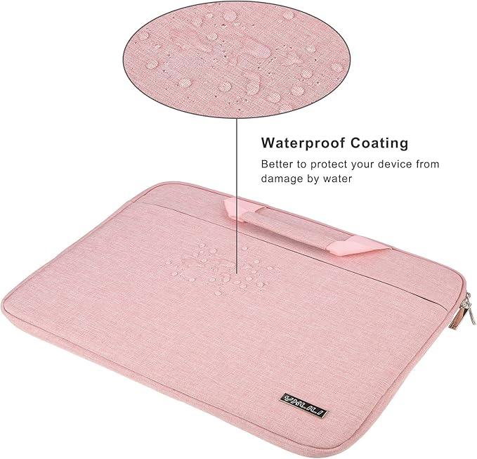 YXLILI Laptop Sleeve Case 15.6 Inch with Handle, Waterproof, Anti-Scratch, Shockproof Protective Computer Bag, Large Storage & Multi-Pocket Design-Pink