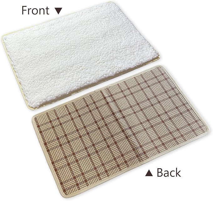 Replacement Pad for Dog Carrier Cat Carrier Pet Carrier, Plush and Rattan Mats, Double-Sided, Dog Bed Mat Crate Mat Kennel Pad 2-Pack 20" * 13"