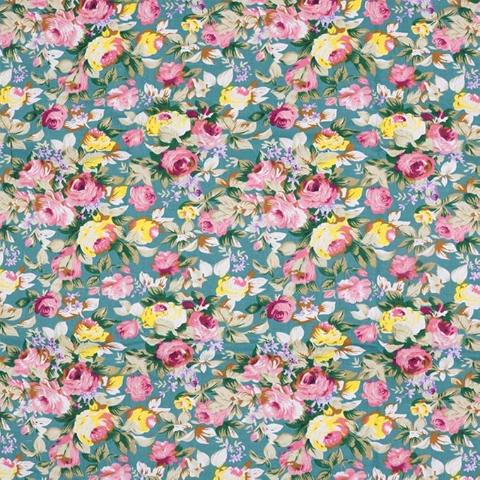 Hanjunzhao 14 Fat Quarters Bundle 18x22 inch - Pre-cut Cotton Quilting Fabric Squares - Quarter Yard Material -for Sewing, Quilting, Patchwork, and Holiday Halloween Christmas DIY Crafts -Retro Floral