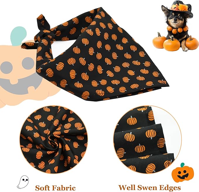 Bubblepup Fall Dog Bandanas, Pumpkins Dog Bandanas for Small Medium Large Dogs
