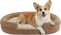 Miorun Anti-Anxiety Dog Bed for Medium Dogs, Cozy Round Egg Crate Foam Sofa with Washable Removable Cover & Bolstered Sides, Comfortable Pet Chair or Crate Bed,Camel (35")