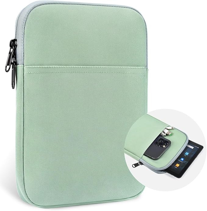 8 Inch Tablet Sleeve Case for 8" Amazon Kindle Fire 8/Fire 8 Plus 2022, 8.7" Galaxy Tab A7 Lite/Tab A9, iPad mini 7 6 8.3", iPad mini 5 4 3 2 1 7.9", Tab M9 M8 Carrying Bag(Green)