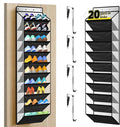 PAULONE 10-Pocket Multi-Use Over the Door Organizer, Heavy Duty 95lbs Capacity with Breathable Mesh, Versatile Hanging Storage for Shoes, Toys, Office Supplies-Classic (Piano Gloss Black, 10-Shelf,)