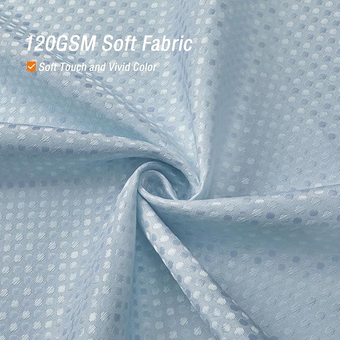 Gibelle Waffle Weave Shower Curtain with Mesh Top Window and Hooks Set, Spa Like Hotel Style Fabric Shower Curtain for Bathroom, Fog Blue, 72x72