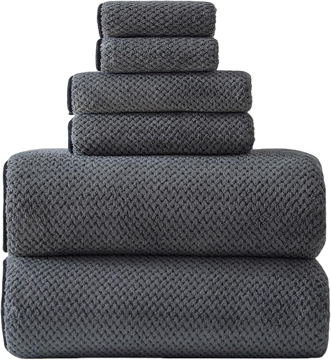 Akzpe 40x80 Inches Bath Sheets Towels for Adults Oversized Bath Towels Extra Large Luxury Super Soft Absorbent Quick Dry Microfiber (Charoal Grey,6PCS)