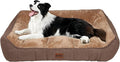 ZAKAPAWS Orthopedic Dog Bed for Large Dogs - Waterproof Memory Foam Dog Couch Bed with Sides, Pet Beds with Washable Cover & Non-Slip Bottom, Brown, 38x28 Inch