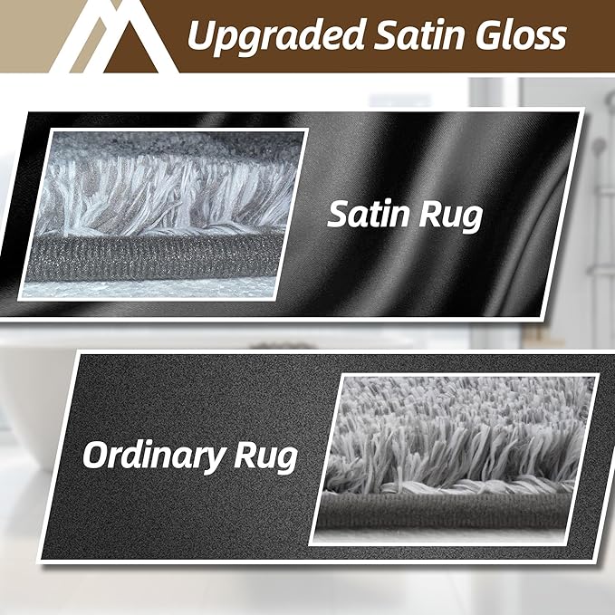 COSY HOMEER Bathroom Rugs 59"x20", Ultra Soft Absorbent Bath Mat with Non-Slip TPR Backing, Machine Washable Shaggy Rug for Bathroom Floor, Grey