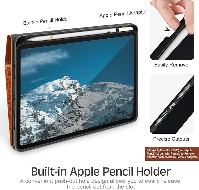 KingBlanc Case for iPad (A16) 11th Generation 11 Inch 2025, iPad 10th Gen 10.9 Inch 2022 with Pencil Holder, PU Leather Protective Cover, Auto Sleep/Wake, Viewing/Typing Angle, Magnetic Clasp, Brown
