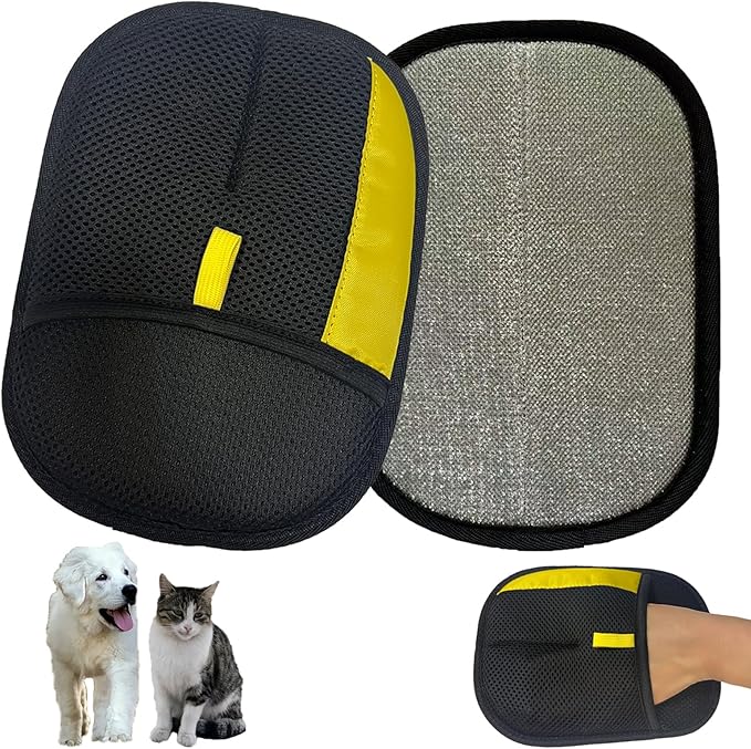 PTYAGZX Pet Hair Removal Gloves for Cats Dogs, 2026 Upgraded Electrostatic Reusable Magic Cat Dog Fur Brush, Effortless Pet Hair Remover Mitt Tool for Furniture, Carpet, Clothes, Couch (2pcs-Black)