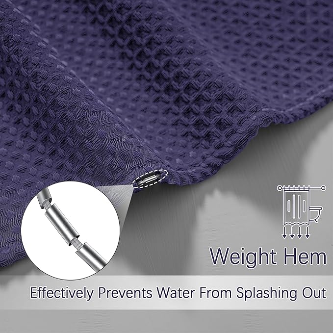 PANGSINNE Purple Stall Shower Curtain Waffle Weave Fabric, Luxury Waterproof Shower Curtains, 256GSM Heavy Duty Camper Shower Curtain for Travel Trailers with 6 Metal Hooks, 36Wx72H