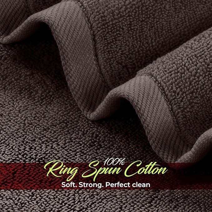 RIVERSIDE 12 Pack Washcloths - 12x12 Inches, 500 GSM, 100% Ring-Spun Cotton - Soft, Absorbent & Durable Face and Body Towels - for Bathroom, Spa, Gym, Makeup Removal & Everyday Use - Brown