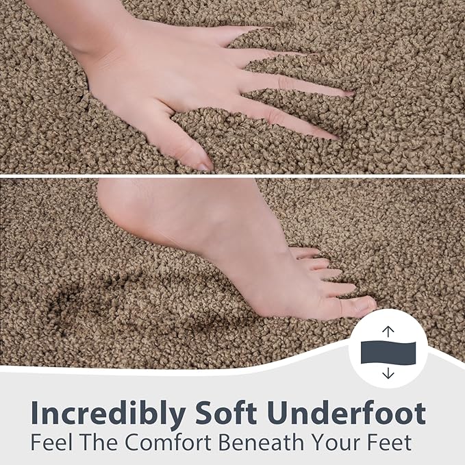 anllugs Bathroom Rugs 24" x 60", Non-Slip Extra Soft Absorbent Bath Rugs, Machine Washable Quick Dry Bath Mats for Bathroom Floor, Shower, Bathtub and Sink, Grayish Brown & Coffee
